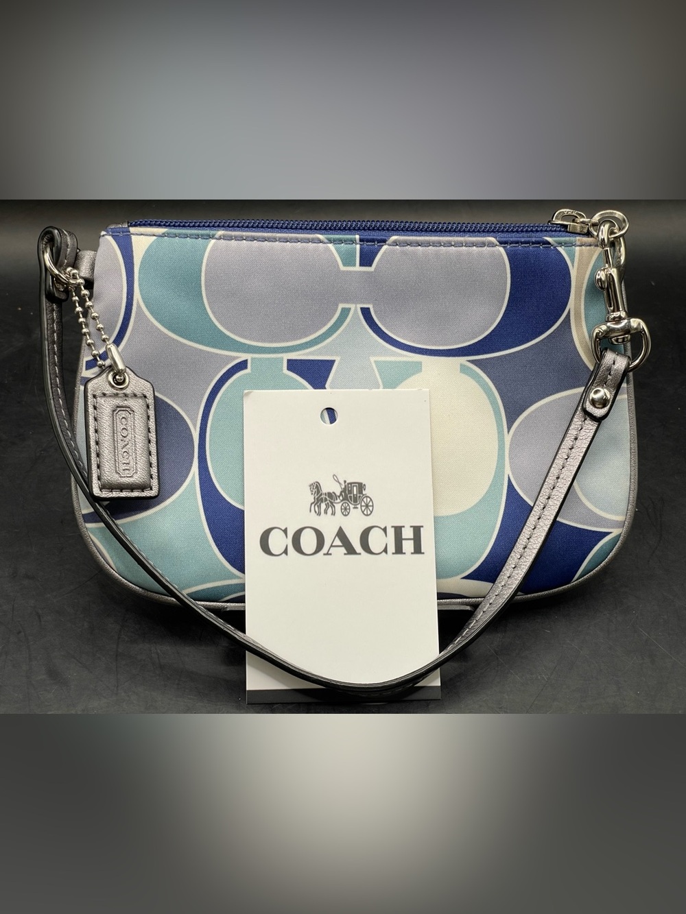 Coach Blue Multi Signature Wristlet